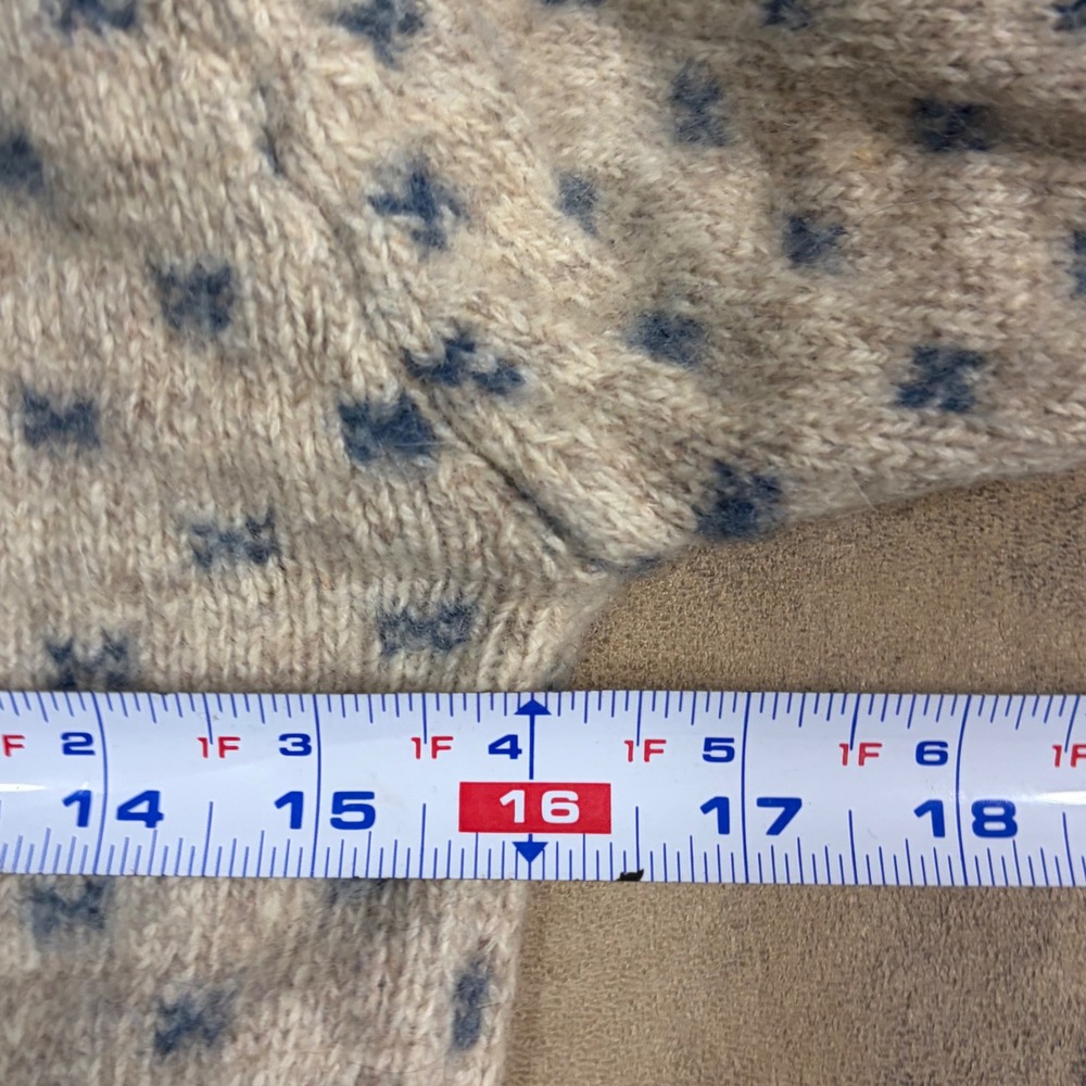 Eddie Bauer Sweater Womens Medium Oatmeal Vintage 1989 Wool Blend Cat Intarsia - Picture 7 of 12